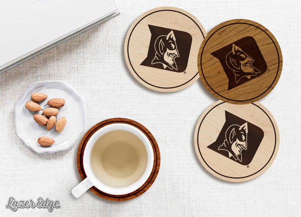 Duke Blue Devils Devil D Coaster– Crafted from Cherry or Maple Wood – Duke University