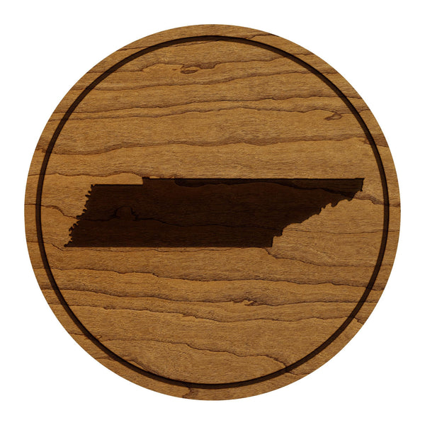 Tennessee State Map Coaster - Crafted from Cherry or Maple Wood