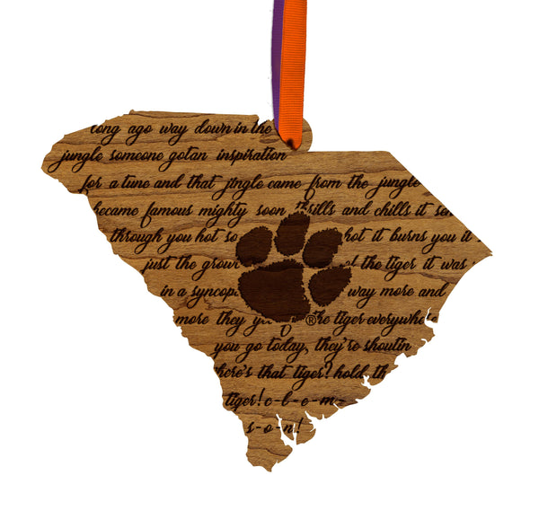 Clemson University Fight Song Ornament – Crafted from Cherry and Maple Wood – Clemson Tigers