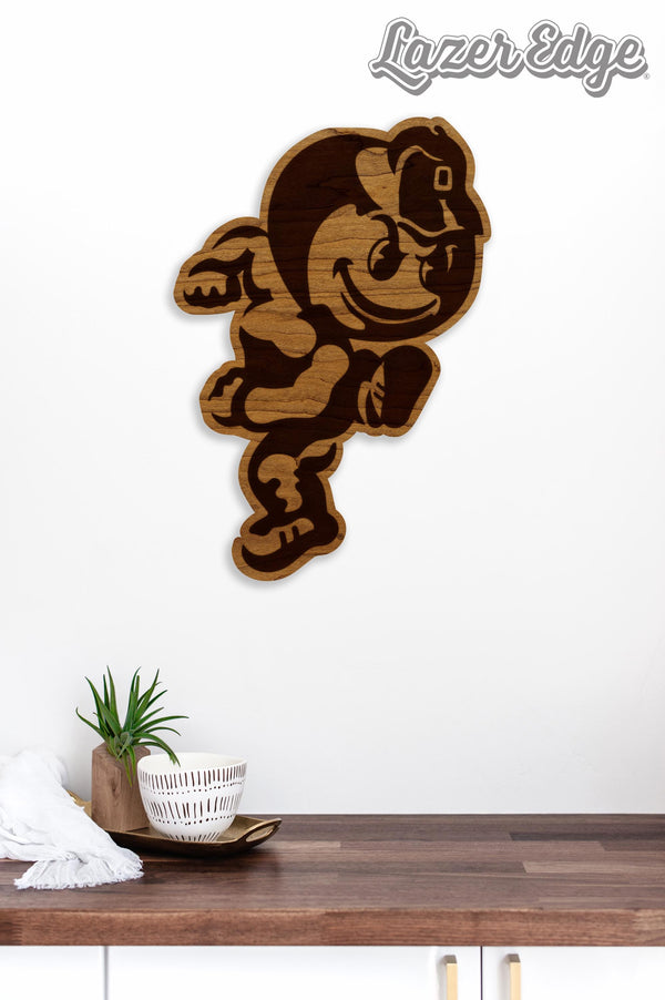 Ohio State University Brutus the Buckeye Wall Hanging - Crafted from Cherry or Maple Wood - Ohio State Buckeyes