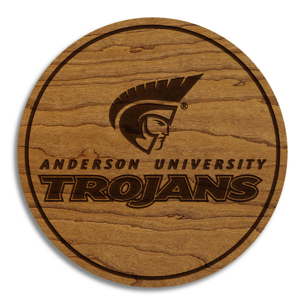 Anderson University Trojans Coasters – Crafted from Cherry Wood – Anderson Trojans