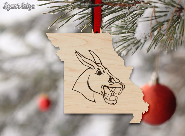 University of Central Missouri Mules Ornament – Crafted from Cherry and Maple Wood – Central Missouri Mules