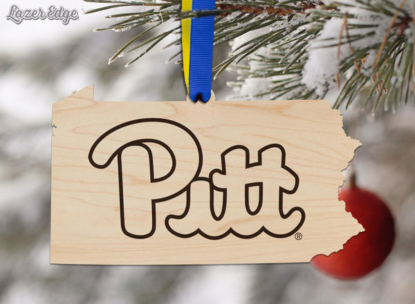 University of Pittsburgh Pitt on State Ornament – Crafted from Cherry and Maple Wood – Pittsburgh Panthers