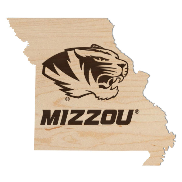 University of Missouri Tiger Logo on State Wall Hanging – Crafted from Cherry and  Maple Wood - Missouri Tigers