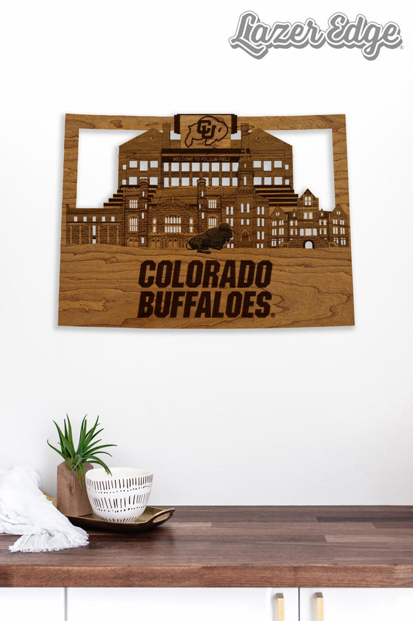 University of Colorado Buffaloes Campus Skyline Wall Hanging - Crafted from Cherry and Maple Wood