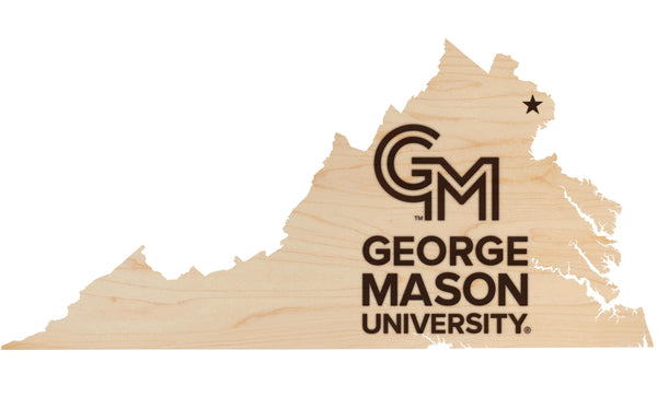 George Mason University on State Wall Hanging - Crafted from Cherry and Maple Wood - George Mason Patriots