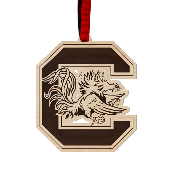 University of South Carolina Gamecocks Ornament – Crafted from Cherry and Maple Wood – USC Gamecocks