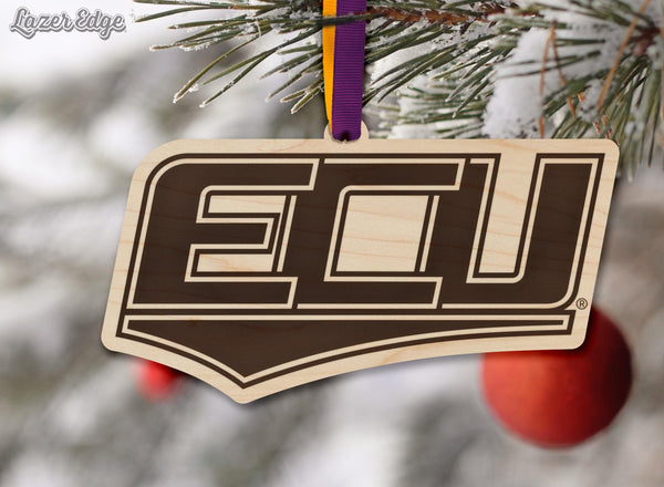 East Carolina University Flying ECU on State Ornament – Crafted from Cherry and Maple Wood –ECU Pirates