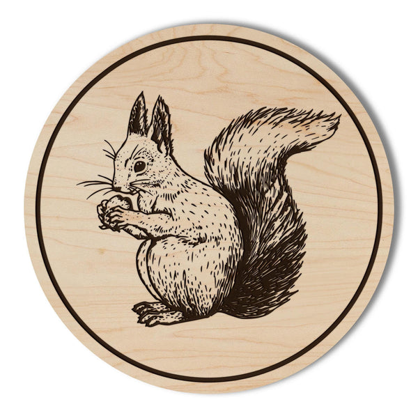 Squirrel Wooden Coaster - Crafted from Cherry or Maple Wood