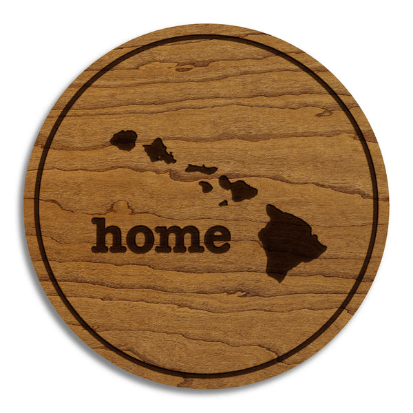 Hawaii Home State Map Coaster - Crafted from Cherry or Maple Wood