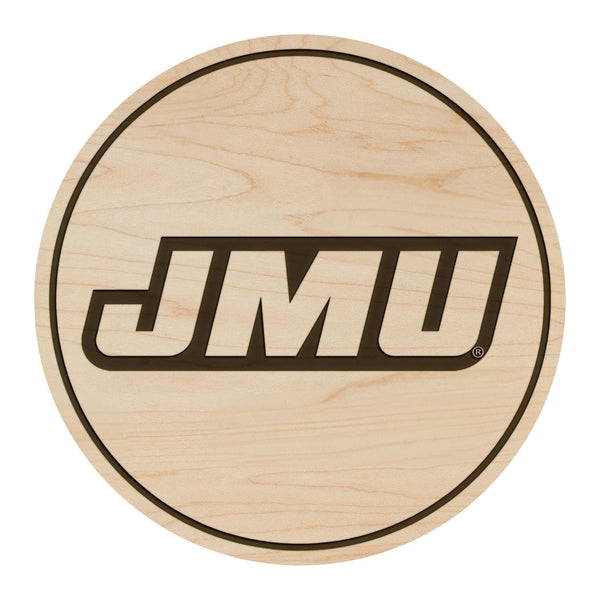 James Madison University Wordmark Coaster – Crafted from Cherry or Maple Wood – JMU Dukes