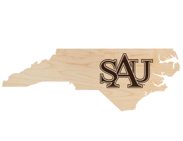 Saint Augustine's University SAU on State Wall Hanging - Crafted from Cherry or Maple Wood -  SAU Falcons