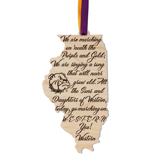 Western Illinois University Fight Song Ornament – Crafted from Cherry and Maple Wood – Western Illinois Leathernecks