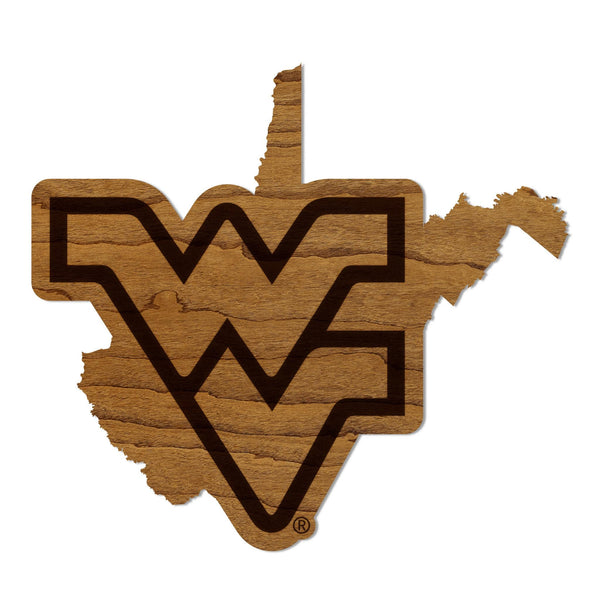 West Virginia University WV on State Magnet - Crafted from Cherry or Maple Wood - West Virginia Mountaineers