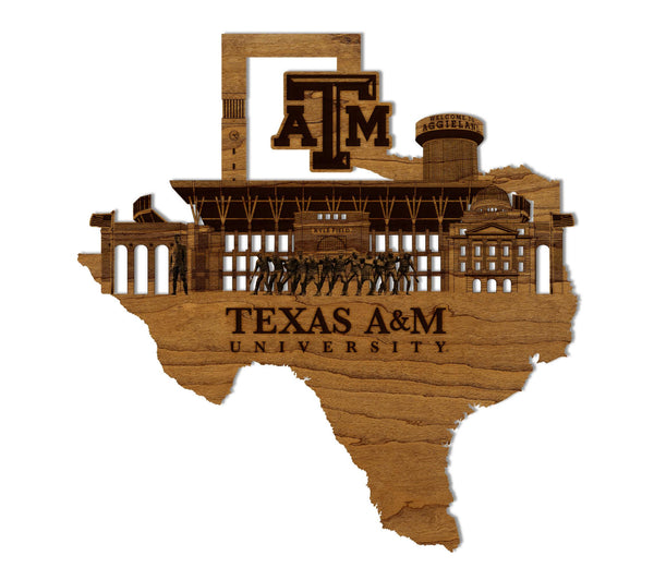 Texas A&M University Skyline Wall Hanging – Crafted from Cherry and  Maple Wood