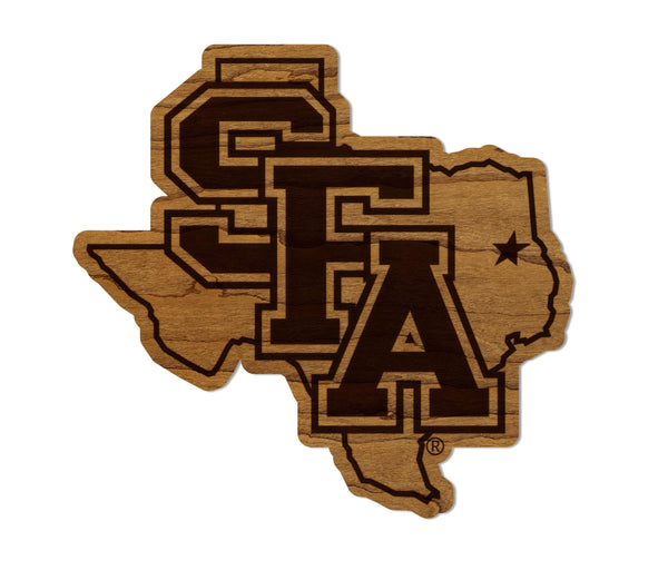 Stephen F. Austin SFA Magnet - Crafted from Cherry or Maple Wood - SFA Lumberjacks