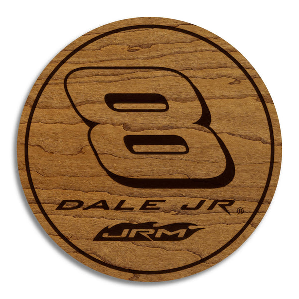 Dale Jr. #8 Wooden Coaster  | Crafted from Cherry and Maple Wood | Made in USA | Officially Licensed by JR Motorsports