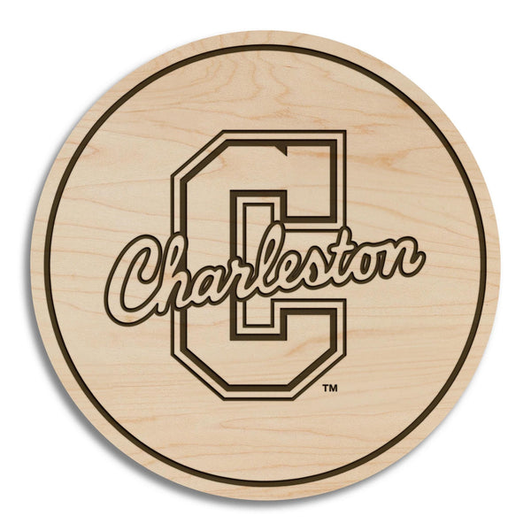 College of Charleston Logo Coaster - Crafted from Cherry or Maple Wood - College of Charleston Cougars