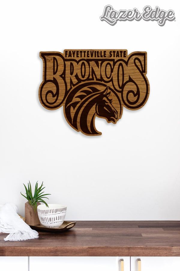 Fayetteville State University Broncos Wall Hanging - Crafted from Cherry or Maple Wood -  Fayetteville State Broncos