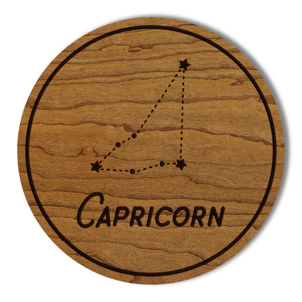 Capricorn Constellation Zodiac Coaster – Crafted from Cherry or Maple Wood