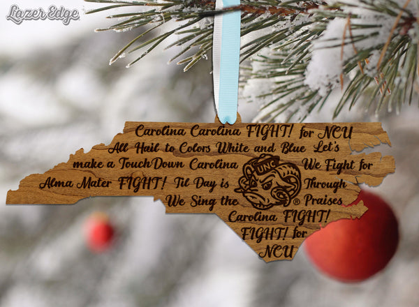 University of North Carolina Chapel Hill Fight Song Ornament – Crafted from Cherry and Maple Wood – UNC Tar Heels