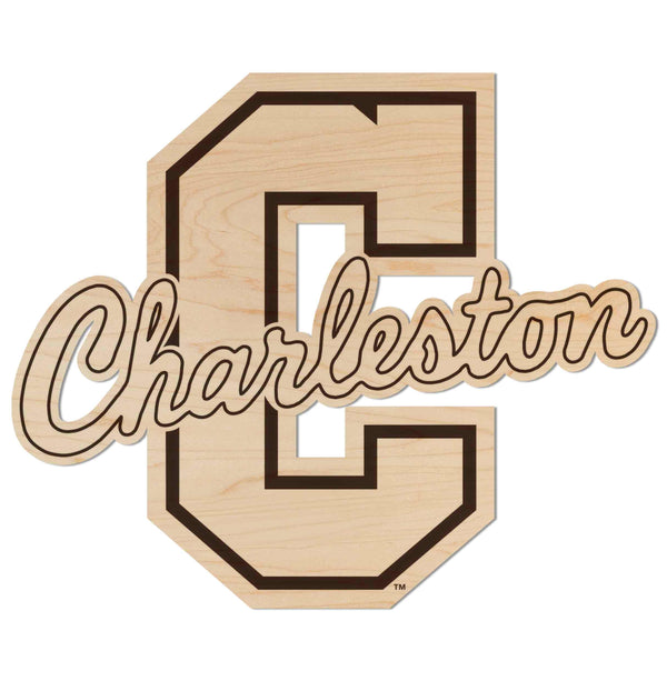 College of Charleston Logo Cutout Wall Hanging - Crafted from Cherry or Maple Wood - Charleston Cougars