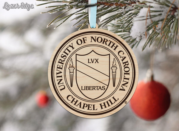 University of North Carolina Chapel Hill Seal Ornament – Crafted from Cherry and Maple Wood – UNC Tar Heels