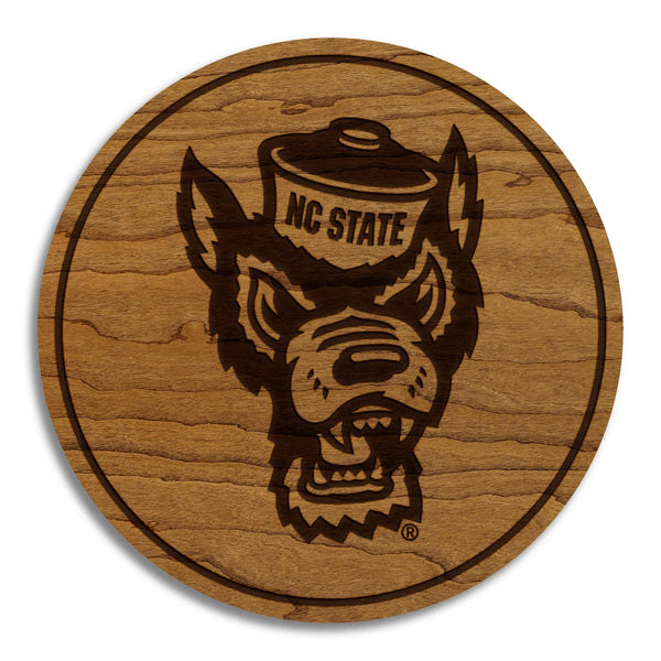 North Carolina State University Tuffy Coaster – Crafted from Cherry or Maple Wood – NC State Wolfpack
