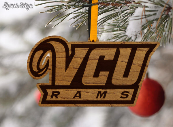 Virginia Commonwealth University Initials Ornament – Crafted from Cherry and Maple Wood – VCU Rams