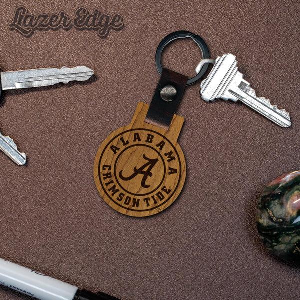 Alabama Crimson Tide Wooden Keychain – Crafted from Cherry or Maple Wood
