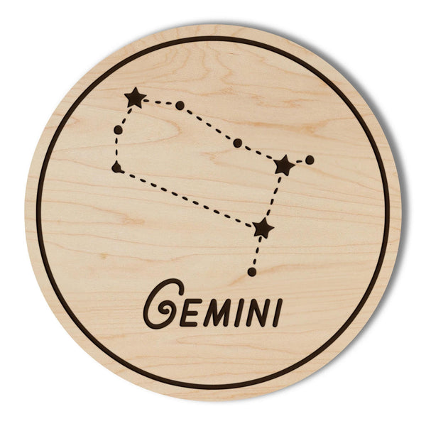 Gemini Constellation Zodiac Coaster – Crafted from Cherry or Maple Wood