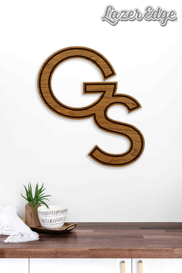 Georgia Southern University GS Logo Cutout Wall Hanging - Crafted from Cherry or Maple Wood - Georgia Southern Eagles