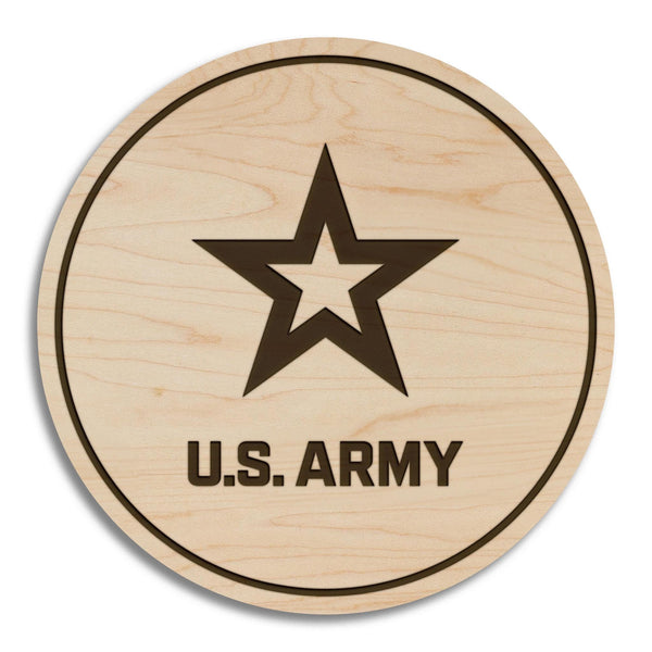 United States Army Emblem Coaster - Crafted from Cherry or Maple Wood