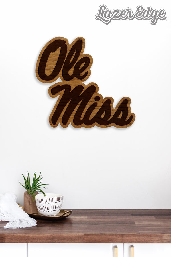 Ole Miss Logo Wall Hanging - Crafted from Cherry or Maple Wood