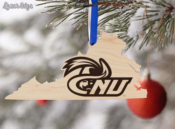 Christopher Newport University Secalt on State Ornament – Crafted from Cherry and Maple Wood – CNU Captains