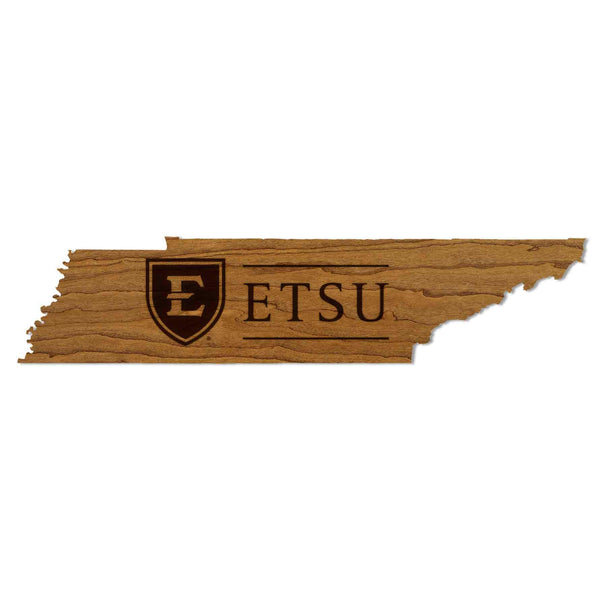East Tennessee State University ETSU with Shield Logo Wall Hanging - Crafted from Cherry or Maple Wood - ETSU Buccaneers