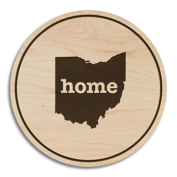 Ohio Home State Map Coaster - Crafted from Cherry or Maple Wood