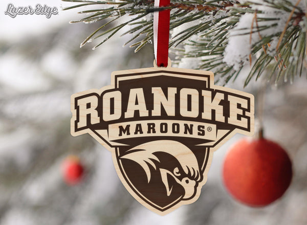 Roanoke College Maroons Ornament – Crafted from Cherry and Maple Wood – Roanoke Maroons
