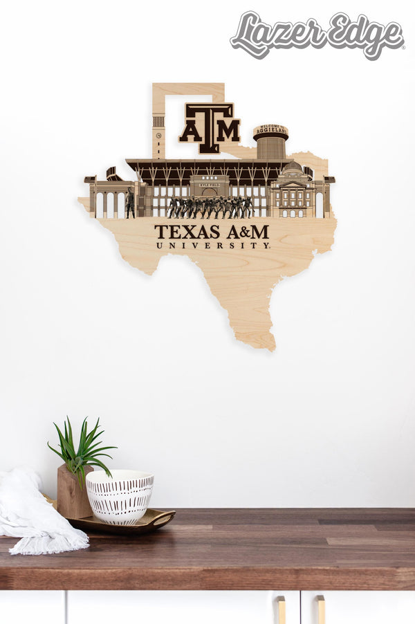 Texas A&M University Skyline Wall Hanging – Crafted from Cherry and  Maple Wood