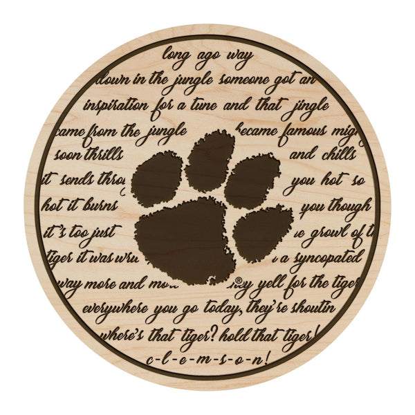 Clemson University Fight Song Coaster – Crafted from Cherry or Maple Wood – Clemson Tigers