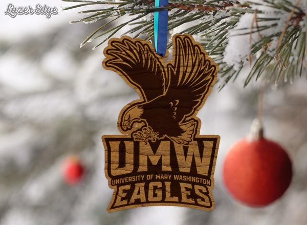 University of Mary Washington Logo Ornament – Crafted from Cherry and Maple Wood