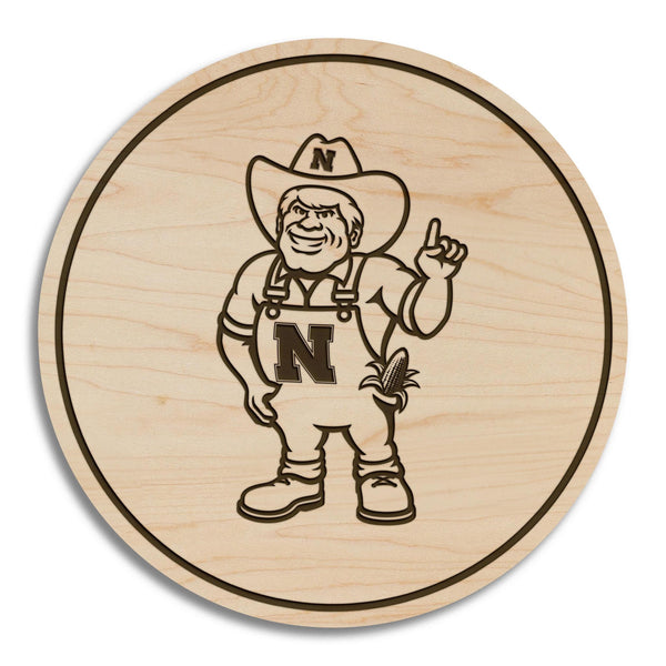 University of Nebraska Husker Joe Coaster - Crafted from Cherry or Maple Wood - Nebraska Huskers