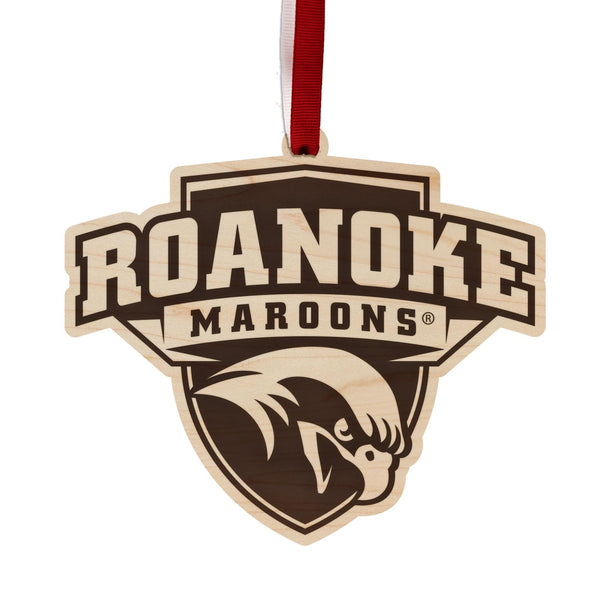 Roanoke College Maroons Ornament – Crafted from Cherry and Maple Wood – Roanoke Maroons