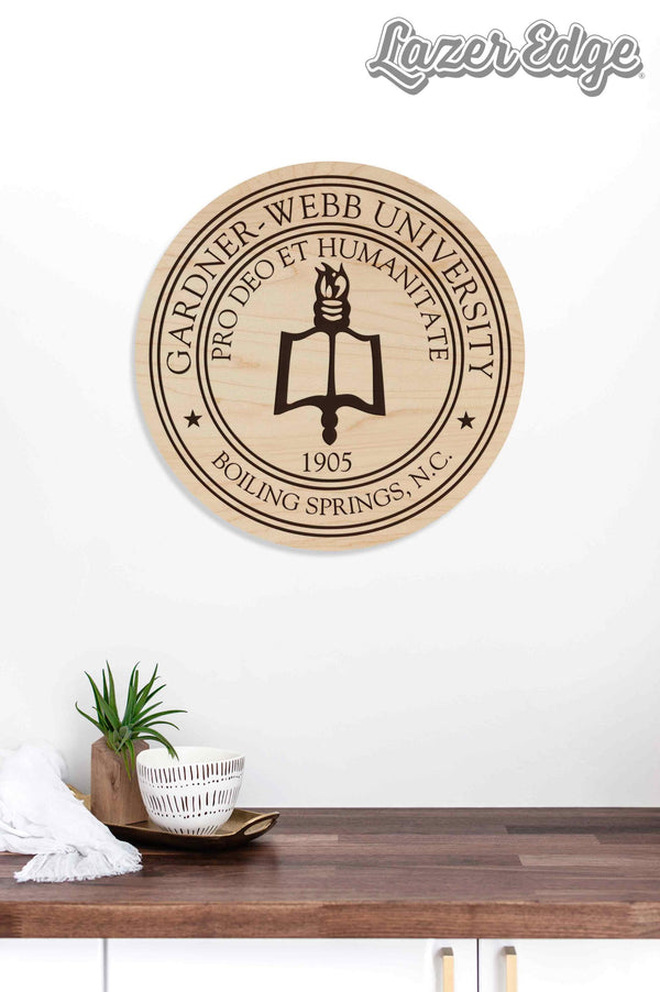Gardner Webb University Seal Wall Hanging - Crafted from Cherry or Maple Wood - Gardner Webb Bulldogs