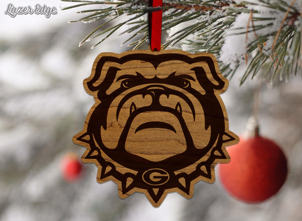 University of Georgia Bulldog Ornament - Crafted from Cherry or Maple Wood - Georgia Bulldogs