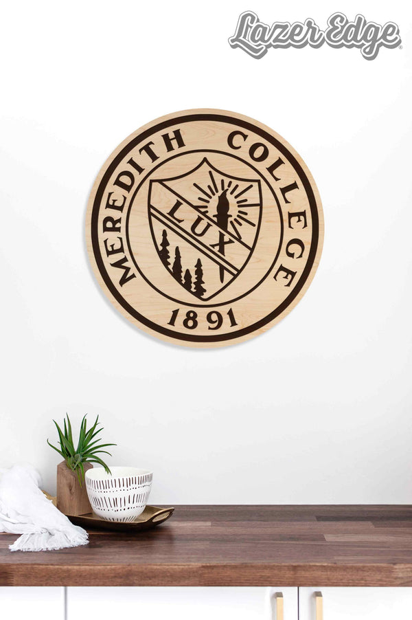 Meredith College Seal Wall Hanging - Crafted from Cherry or Maple Wood - Meredith Avenging Angels