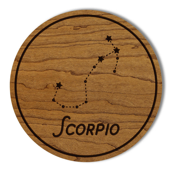 Scorpio Constellation Zodiac Coaster – Crafted from Cherry or Maple Wood