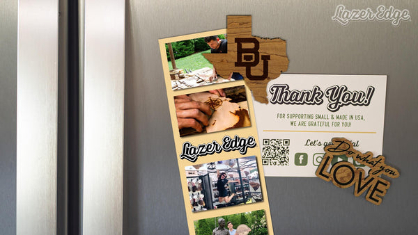 Baylor University BU on State Magnet - Crafted from Cherry or Maple Wood - Baylor Bears