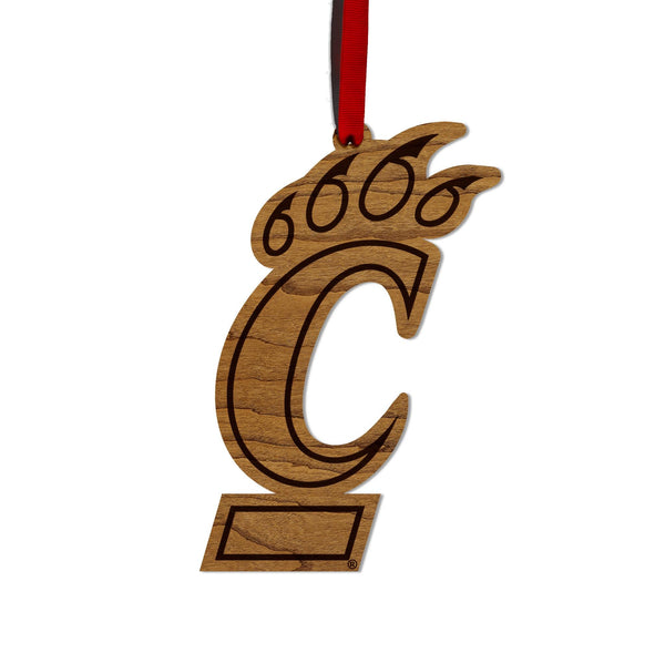 University of Cincinnati Bearcat Ornament – Crafted from Cherry and Maple Wood – Cincinnati Bearcats