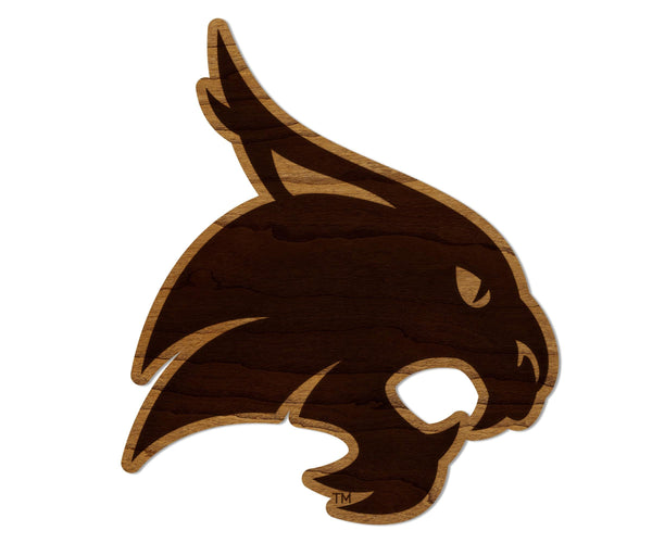 Texas State University Bobcat Magnet - Crafted from Cherry or Maple Wood - Texas State Bobcats